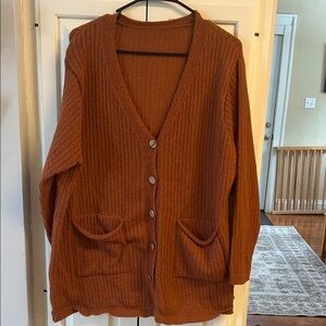 SHEIN Women's Warm Brown Cardigan Sweater